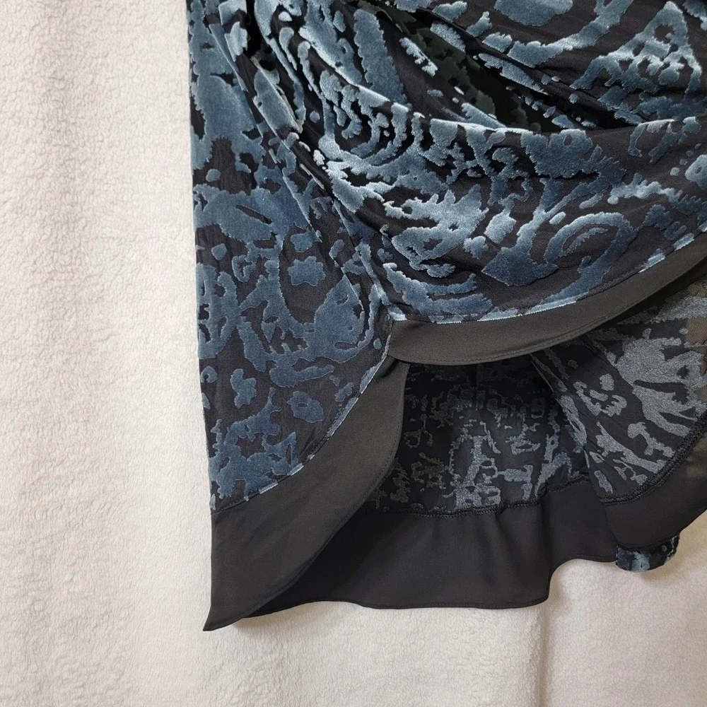 Simply Vera Vera Wang Velvet Burnout Top XLG‎ Fairy Grunge Whimsigoth Teal Black